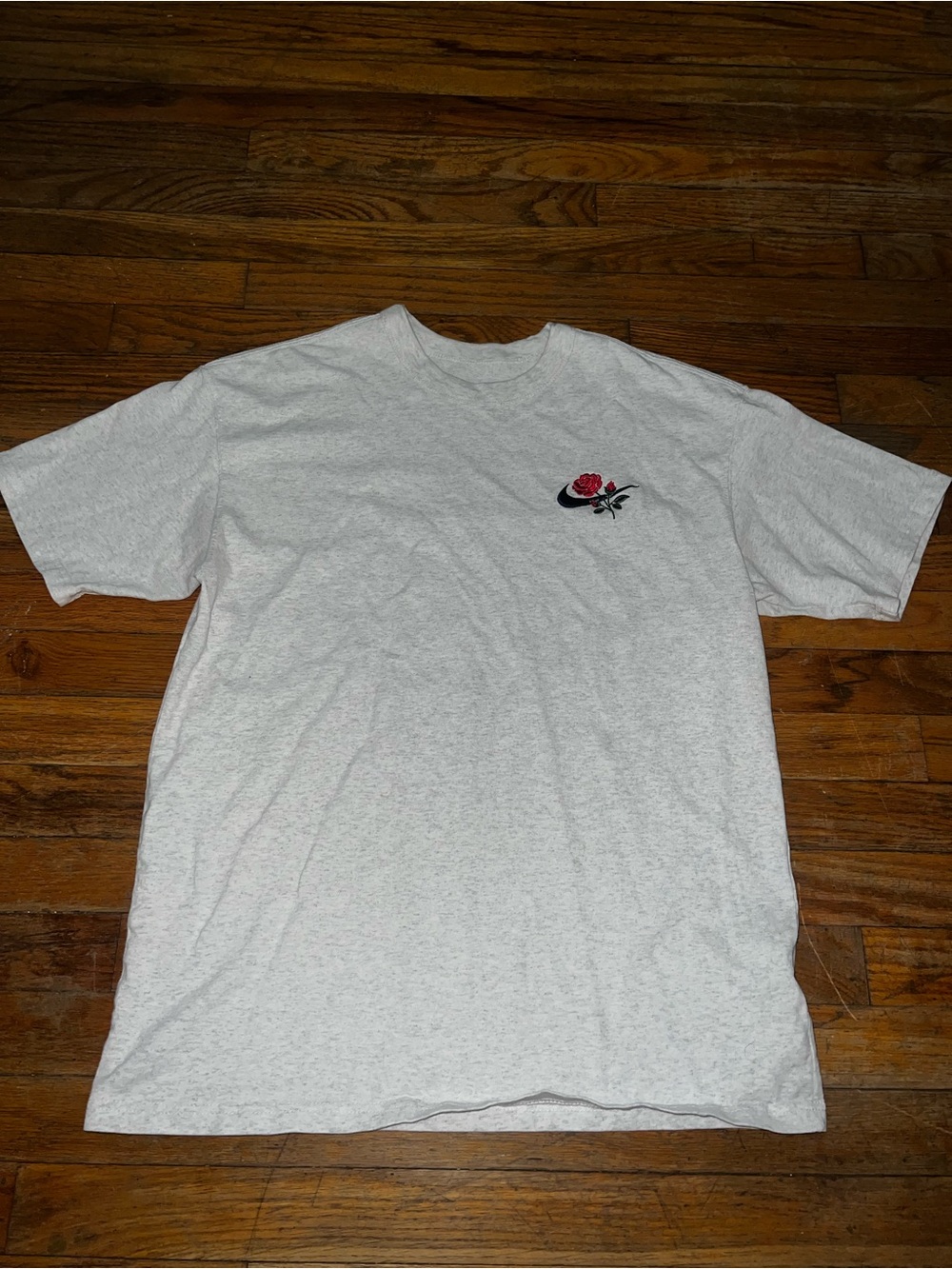 Nike Light Heather Gray Short Sleeve Tee with Red Rose Patch